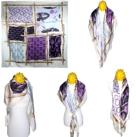 NWT Genuine 100% Mulberry Silk Satin Scarf 42"x42" Large Square Shawl 59721 - Picture 1 of 10